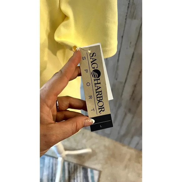 Vintage NWT Sag Harbor Sport Women's Large Yellow Short Sleeve Crew‎ Neck Top - Picture 4 of 8